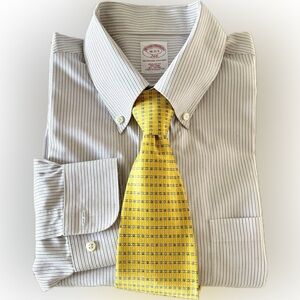 Brooks Brothers The Original Polo Shirt Regular Fit Stripped Non Iron Sz Large